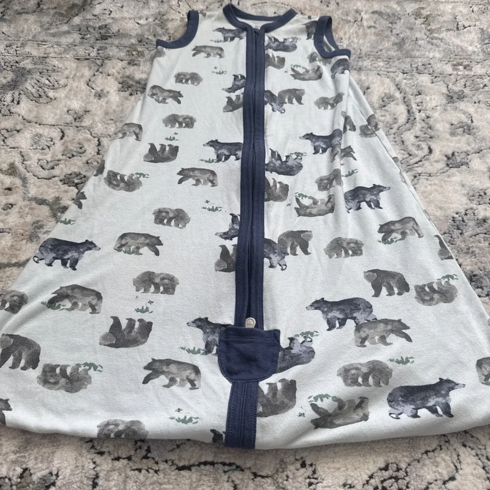 Burts Bees Baby Sleep Sack Pale Blue Bears 6-12 Months, 2 Way Zipper